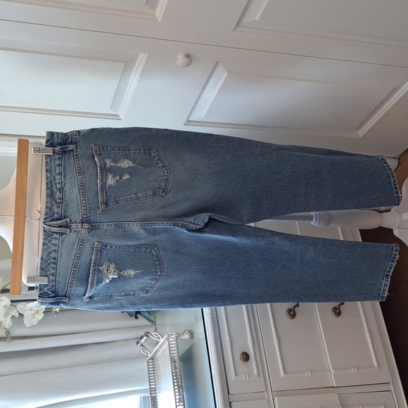 Good American Womens Classic Distressed Light Wash Straight Leg Jeans Size 8/29 - Picture 2 of 8